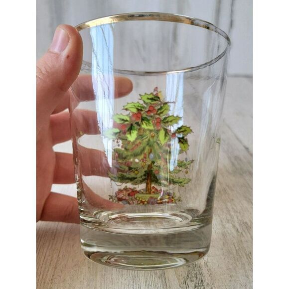 Spode double old fashioned Christmas tree drinking glass gold rim - Picture 5 of 8